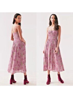Urban Outfitters | Dresses | Uo Sylvia Blue Floral Prairie Midi Dress |  Poshmark